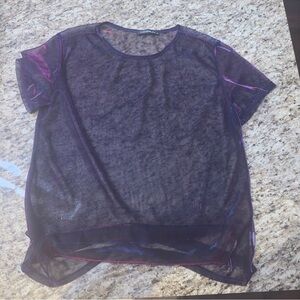 Purple men’s statement shirt - sheer‎ - 2xl